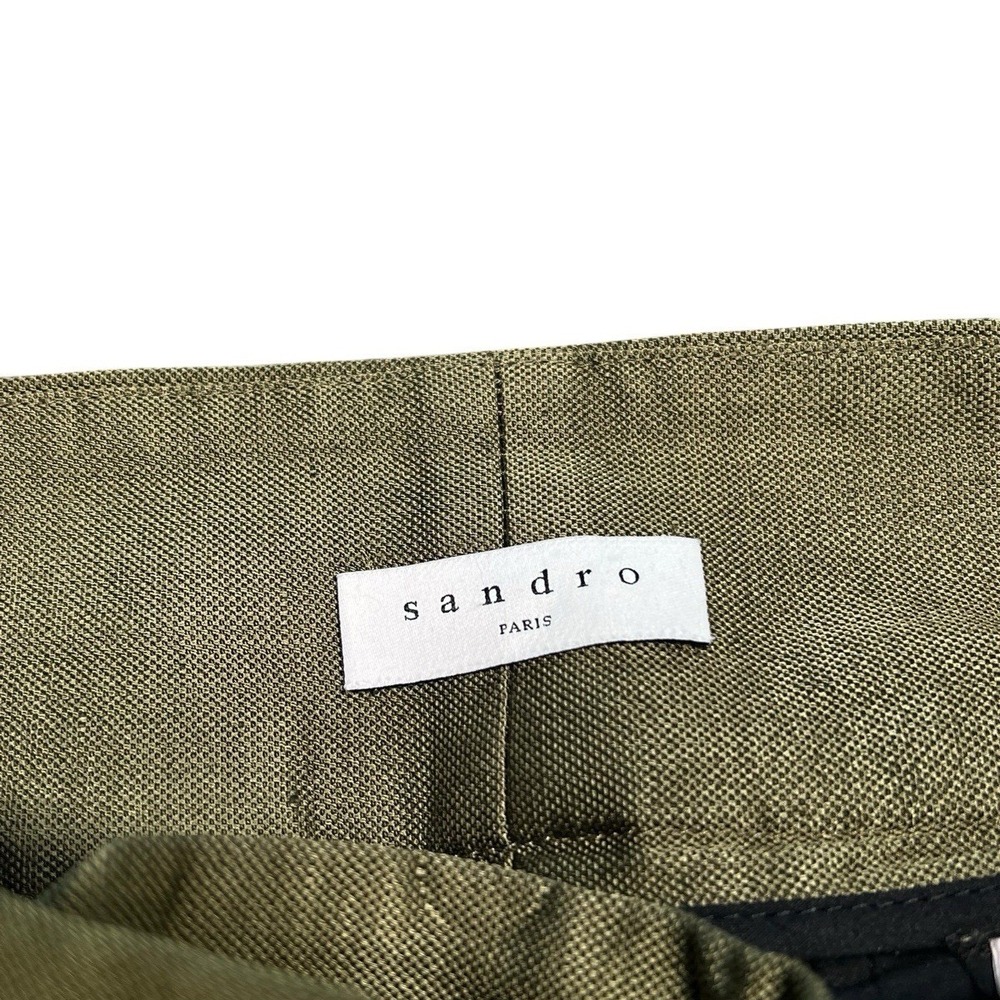 Sandro Paris Green linen belted Wide-leg Pants Size 38 EU (28X27) - Picture 3 of 4